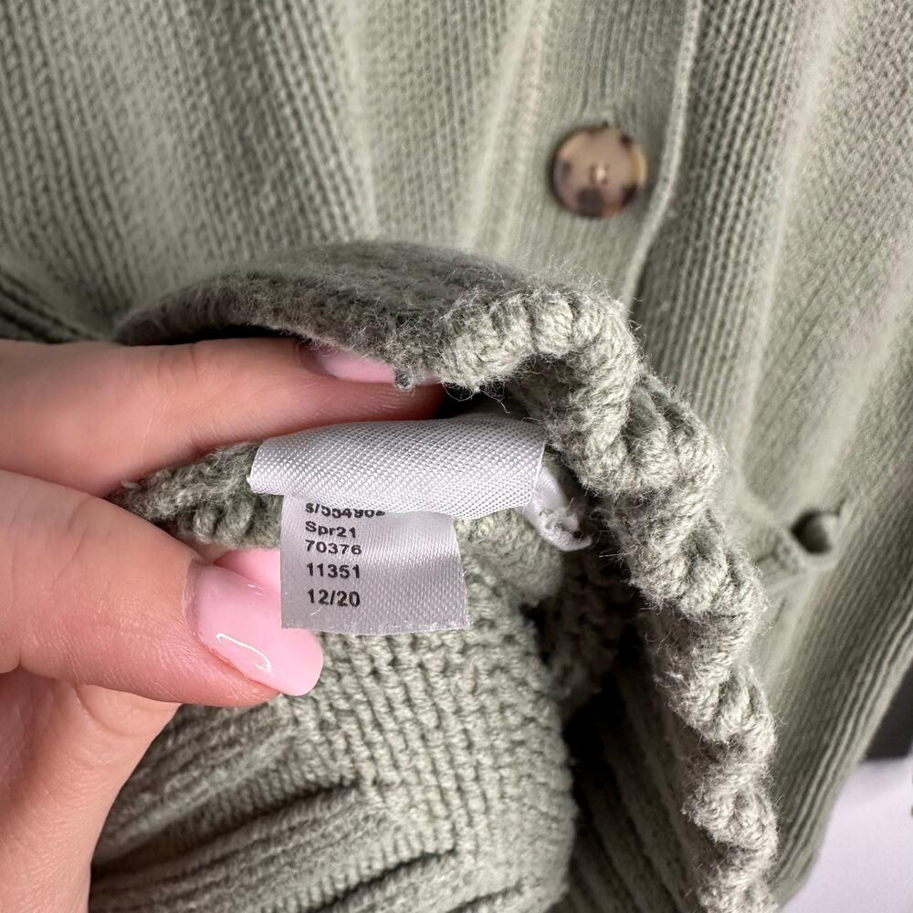 LOFT Cardigan Sweater Women XS Sage Green EUC Button Front V-Neck Cotton Blend - Picture 5 of 6